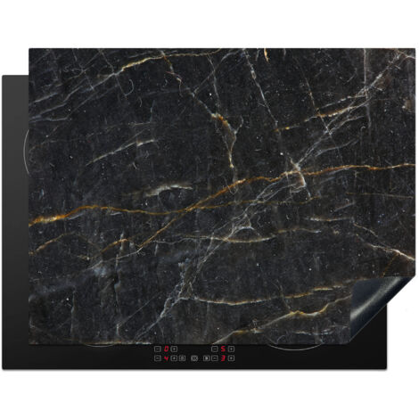 PROTECTION PLAQUE INDUCTION Marbre - Noir - Or - Gris - Texture marbre Couvre Plaque De Cuisson 77x59 cm