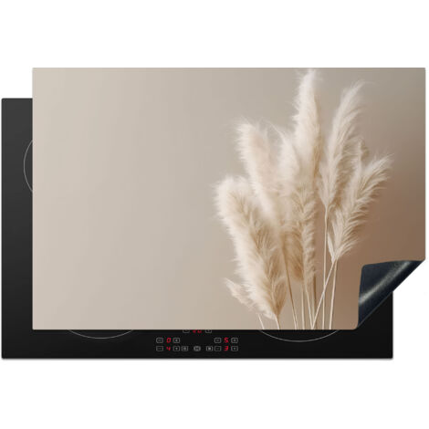 PROTECTION PLAQUE INDUCTION Herbe de la pampa - Plumes - Pastel - Blanc Tapis de Protection 77x51 cm