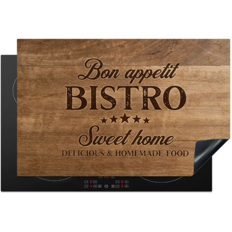 PROTECTION PLAQUE INDUCTION Citation - Bistro - Bon appétit - Sweet home - Texture du bois Tapis Pour Induction 80x52.2 cm