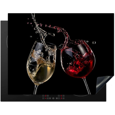 PROTECTION PLAQUE INDUCTION Vin rouge - Vin blanc - Verre - Noir Couvre Plaque De Cuisson 77x59 cm