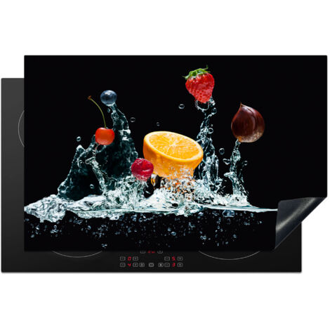 PROTECTION PLAQUE INDUCTION Eau - Fruit - Orange - Fraise - Cerise - Noir Cuisine Accessoire 80x52 cm