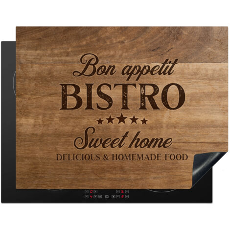 PROTECTION PLAQUE INDUCTION Citation - Bistro - Bon appétit - Sweet home - Texture du bois Couvre Plaque De Cuisson 77x59 cm