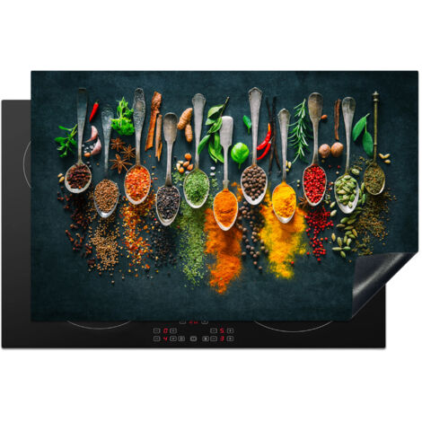 PROTECTION PLAQUE INDUCTION Herbes - Épices - Cuillères Cuisine Accessoire 80x52 cm
