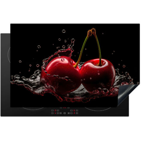 PROTECTION PLAQUE INDUCTION Cerise - Rouge - Fruit - Eau - Noir Protection Vitrocéramique Pour Cuisiniere 81.2x52 cm