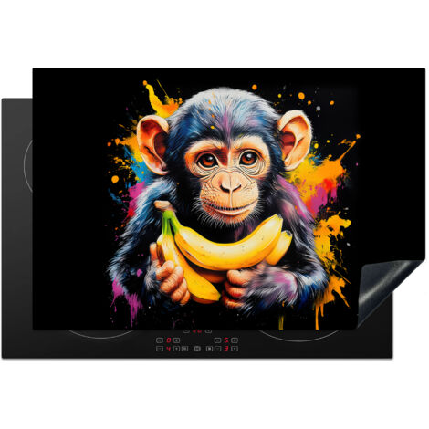 PROTECTION PLAQUE INDUCTION Singe - Graffiti - Coloré - Bananes - Moderne Tapis de Protection 77x51 cm (1/5)