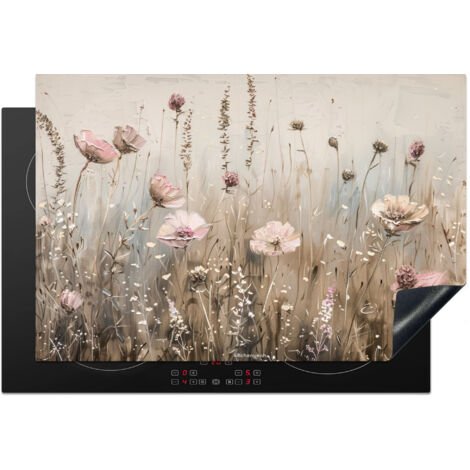 PROTECTION PLAQUE INDUCTION Fleurs - Beige - Fleurs sèches Cuisine Accessoire 78x52 cm