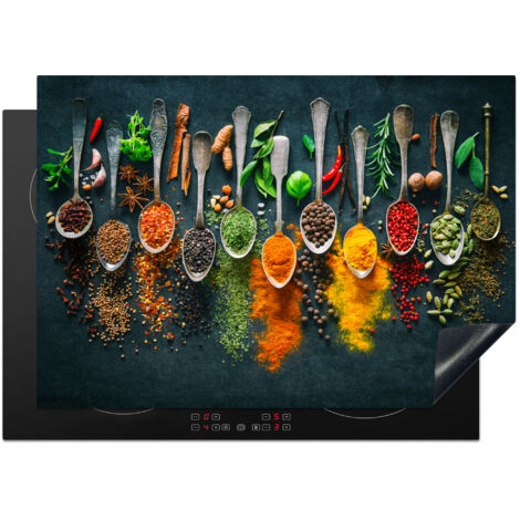 PROTECTION PLAQUE INDUCTION Herbes - Épices - Cuillères Cuisine Accessoire 75x52 cm