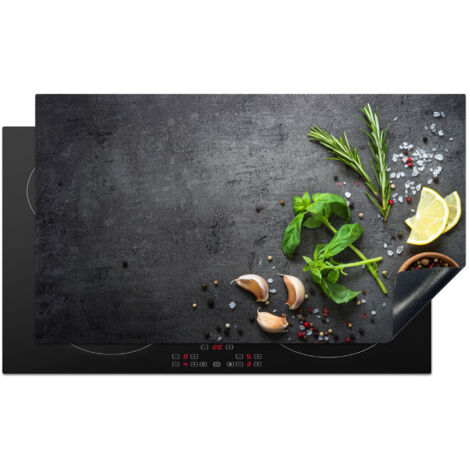 PROTECTION PLAQUE INDUCTION Citron vert - Herbes - Épices - Vert - Gris - Béton Tapis Pour Induction 91.2x52 cm
