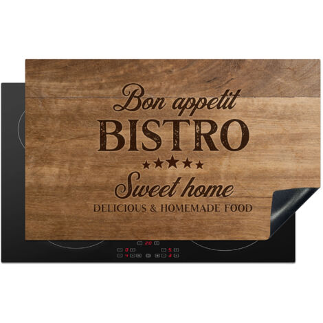 PROTECTION PLAQUE INDUCTION Citation - Bistro - Bon appétit - Sweet home - Texture du bois Cuisine Accessoire 85x52 cm