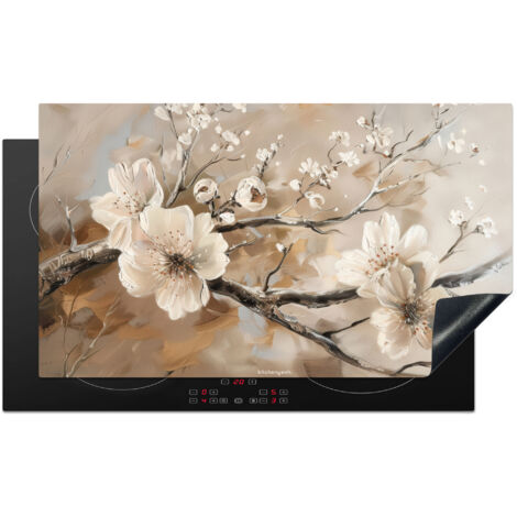 PROTECTION PLAQUE INDUCTION Fleurs - Abstrait - Peint - Beige Tapis de Protection 90x52 cm
