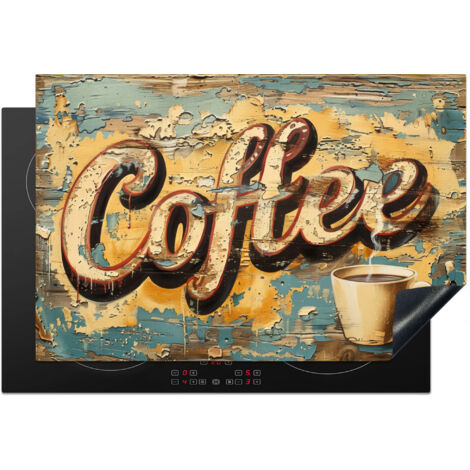 PROTECTION PLAQUE INDUCTION Café - Vintage - Marron - Tasse Tapis de Protection 77x51 cm (1/5)