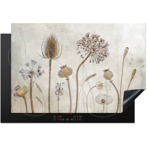 PROTECTION PLAQUE INDUCTION Fleurs - Aquarelle - Nature morte - Marron - Vintage Tapis de Protection 77x51 cm