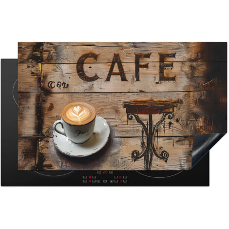 PROTECTION PLAQUE INDUCTION Café - Bois - Café - Etagères Cuisine Accessoire 85x52 cm
