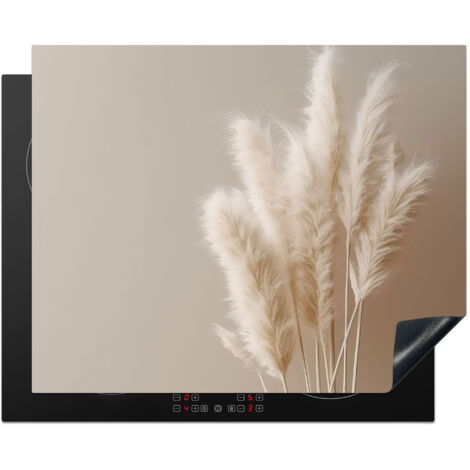 PROTECTION PLAQUE INDUCTION Herbe de la pampa - Plumes - Pastel - Blanc Cuisine Accessoire 65x52 cm