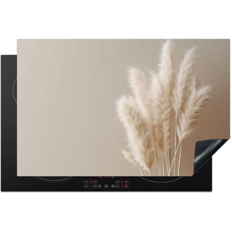 PROTECTION PLAQUE INDUCTION Herbe de la pampa - Plumes - Pastel - Blanc Cuisine Accessoire 80x52 cm