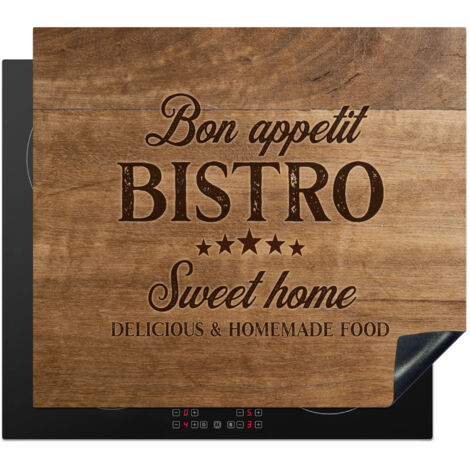 PROTECTION PLAQUE INDUCTION Citation - Bistro - Bon appétit - Sweet home - Texture du bois Tapis Pour Induction 59x51 cm