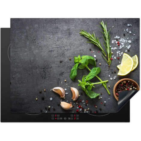 PROTECTION PLAQUE INDUCTION Citron vert - Herbes - Épices - Vert - Gris - Béton Couvre Plaque De Cuisson 71x52 cm