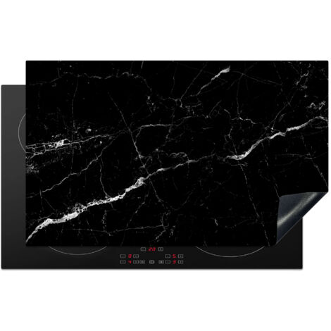 PROTECTION PLAQUE INDUCTION Aspect marbré - Noir - Luxe Couvre Plaque De Cuisson 83x51 cm
