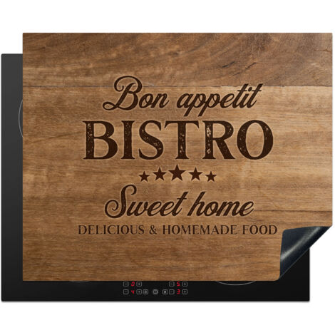 PROTECTION PLAQUE INDUCTION Citation - Bistro - Bon appétit - Sweet home - Texture du bois Cuisine Accessoire 65x52 cm