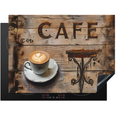 PROTECTION PLAQUE INDUCTION Café - Bois - Café - Etagères Cuisine Accessoire 70x52 cm