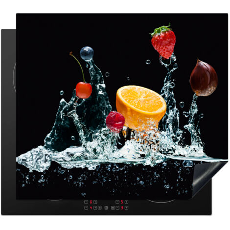 PROTECTION PLAQUE INDUCTION Eau - Fruit - Orange - Fraise - Cerise - Noir Tapis Pour Induction 57.6x51.6 cm