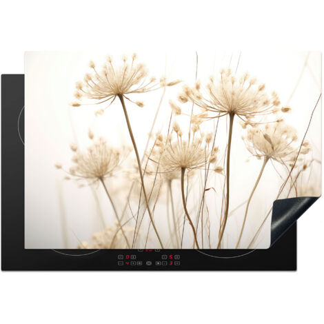 PROTECTION PLAQUE INDUCTION Fleurs - Blanc - Lumière du soleil Cuisine Accessoire 78x52 cm