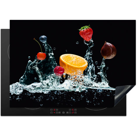 PROTECTION PLAQUE INDUCTION Eau - Fruit - Orange - Fraise - Cerise - Noir Cuisine Accessoire 75x52 cm