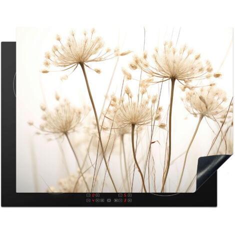 PROTECTION PLAQUE INDUCTION Fleurs - Blanc - Lumière du soleil Couvre Plaque De Cuisson 77x59 cm