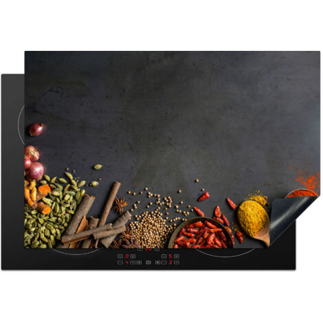 PROTECTION PLAQUE INDUCTION Herbes - Aliments - Épices - Noir - Paprika - Cannelle Tapis de Protection 77x51 cm (1/5)