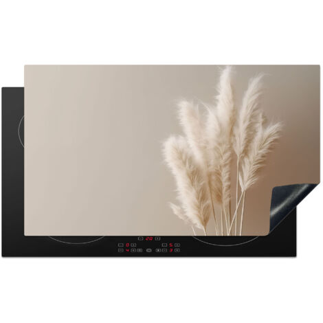 PROTECTION PLAQUE INDUCTION Herbe de la pampa - Plumes - Pastel - Blanc Tapis Pour Induction 89.6x51.6 cm