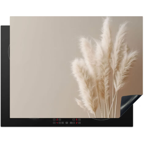 PROTECTION PLAQUE INDUCTION Herbe de la pampa - Plumes - Pastel - Blanc Couvre Plaque De Cuisson 77x59 cm