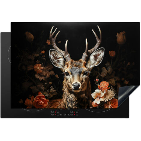 PROTECTION PLAQUE INDUCTION Cerf - Animal - Fleurs - Nature - Botanique Tapis de Protection 76x51.5 cm