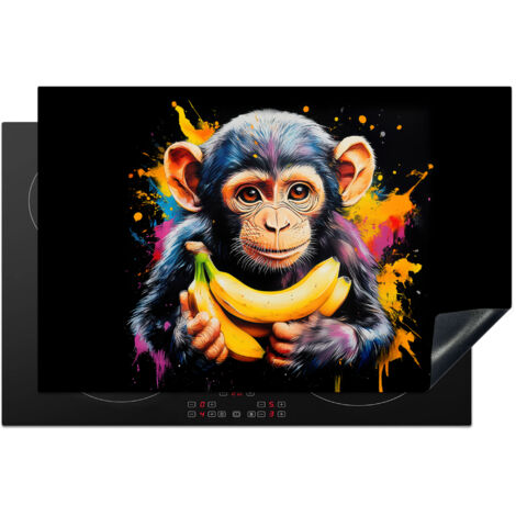 PROTECTION PLAQUE INDUCTION Singe - Graffiti - Coloré - Bananes - Moderne Couvre Plaque De Cuisson 81x52 cm (1/5)