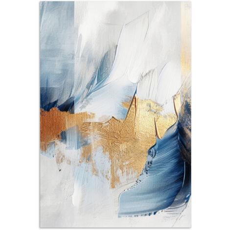 AFFICHE Or - Bleu - Aquarelle - Art - Moderne Decoration Murale Peinture 40x60 cm