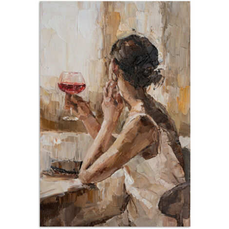 AFFICHE Peinture à l'huile - Femme - Vin Décoration Salon 20x30 cm