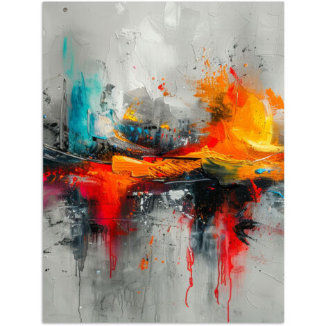 AFFICHE Art moderne - Orange - Gris - Abstrait Décoration Chambre 30x40 cm