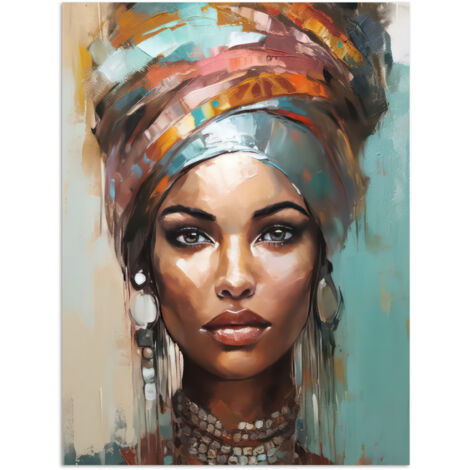 AFFICHE Femme - Art - Bijoux - Portrait Décoration Murale 60x80 cm