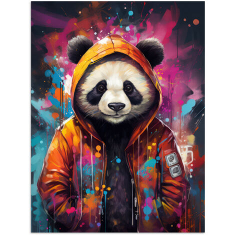 AFFICHE Panda - Veste - Graffiti - Orange Décoration Chambre 30x40 cm