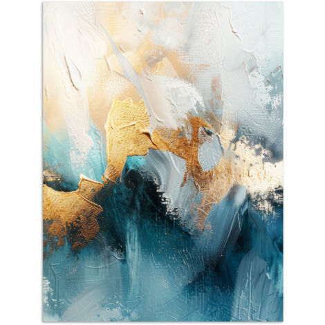 AFFICHE Abstrait - Art - Or - Bleu Décoration Murale 60x80 cm