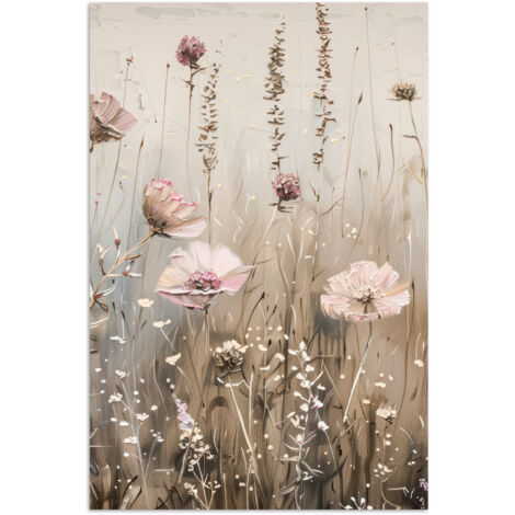 AFFICHE Fleurs - Rose - Moderne - Beige Tableau Décoration Murale 80x120 cm