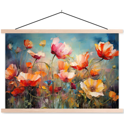 AFFICHE AVEC CADRE MAGNÉTIQUE Fleurs - Aquarelle - Art - Botanique - Nature 60x40 (1/3)