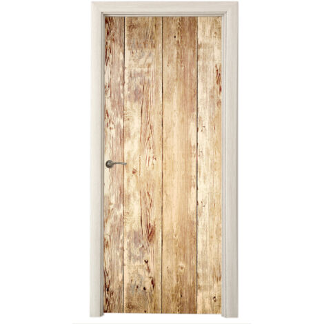STICKER DE PORTE Bois - Vintage - Etagère - Chêne Décoration Murale