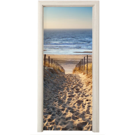 STICKER DE PORTE Plage - Mer - Pays-Bas - Dunes - Soleil Décoration Chambre (1/5)