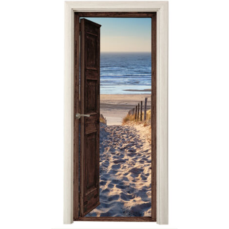 STICKER DE PORTE Vue d'ensemble - Plage - Mer - Sentier - Dunes Décoration Salon (1/5)