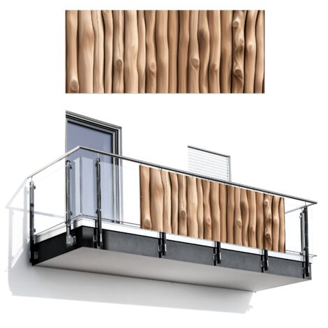 BRISE-VUE POUR BALCON Bois - Tige - Marron clair 300x120 cm (1/4)