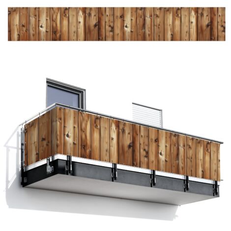 BRISE-VUE POUR BALCON Bois - Etagères - Marron 500x80