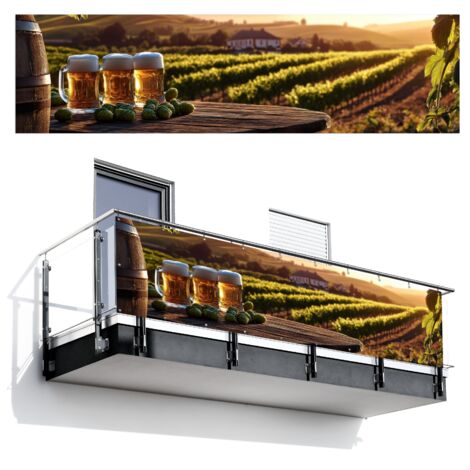 BRISE-VUE POUR BALCON Bière - Houblon - Paysage 300x80 cm (1/4)