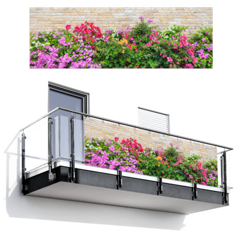 BRISE-VUE POUR BALCON Fleurs - Plantes - Feuilles - Pierres 300x100