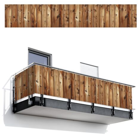 BRISE-VUE POUR BALCON Bois - Etagères - Marron 500x85