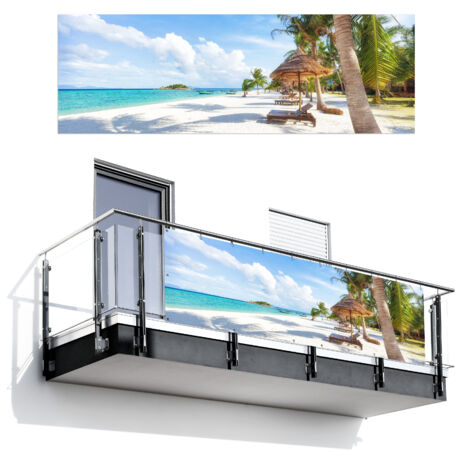 BRISE-VUE POUR BALCON Plage - Mer - Palmiers 300x100 cm (1/4)